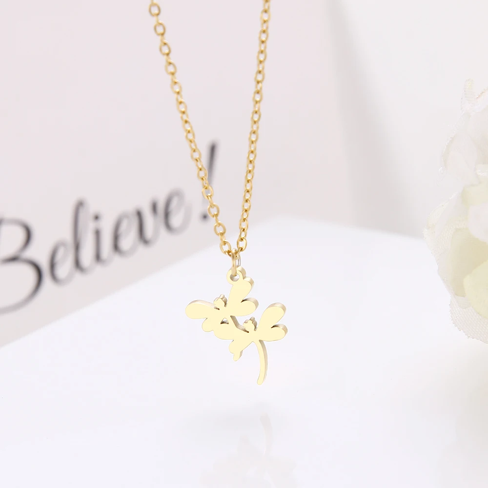 Ожерелье из нержавеющей стали для женщин роскошное золотое ожерелье с двумя