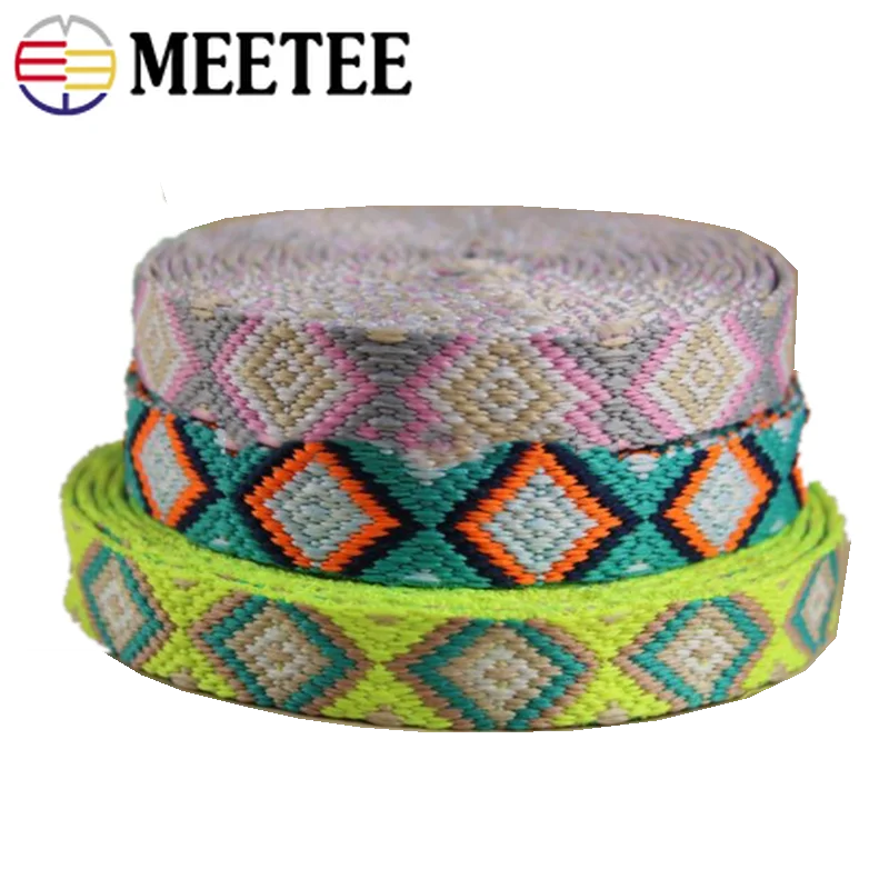 

5Meters Meetee 15mm 1.1mm Ethnic Ribbons Polyester Jacquard Webbing for Bag Belt Strap Sewing Tape Bias Binding DIY Accessories