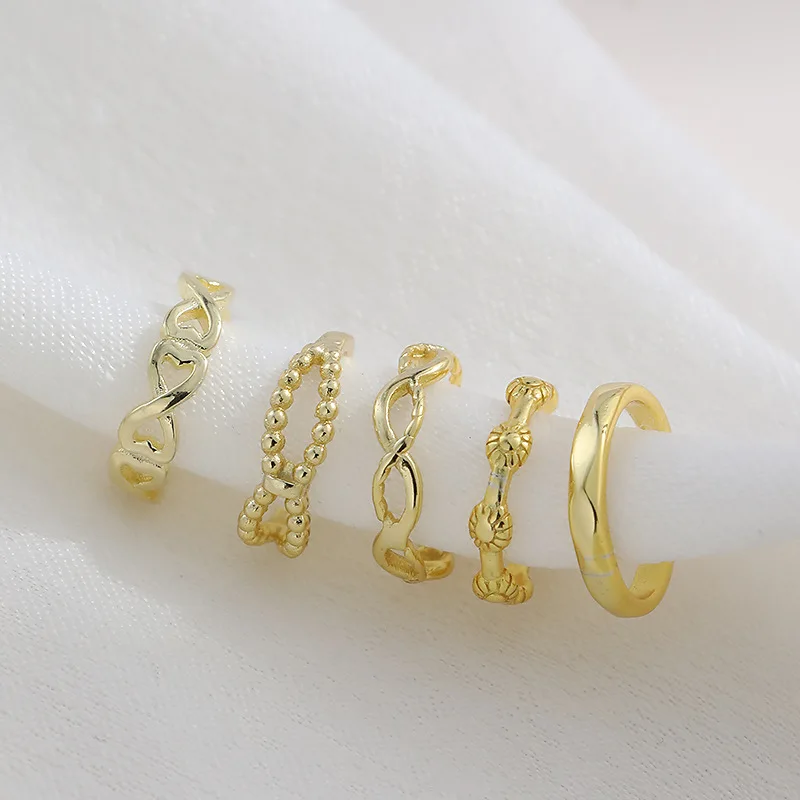 925 sterling silver earring fashion geometric circle ear ring clip without hole false Simple bone boy girl jewel | Украшения и