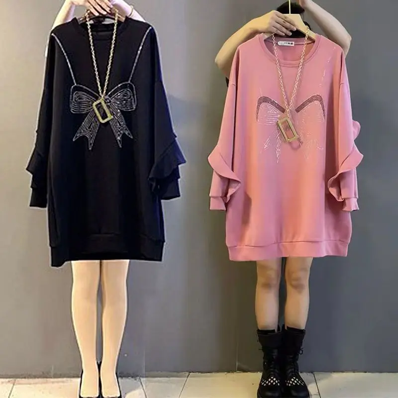 

dress 2021 autumn and winter new plush thickened thin belly covering foreign style leisure fashion sweater dress women