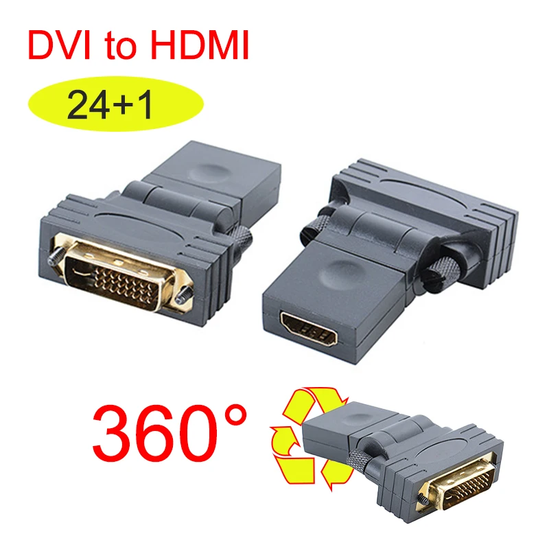 

Адаптер DVI-HDMI-совместимый на 360 градусов, DVI 24 + 1 штекер-HDMI-совместимый гнездовой разъем, конвертер для проектора HDTV