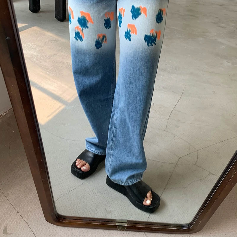 

Vintage High Waist Women Jeans 2021 Autumn Streetwear Hip Hop Fashion Blue Straight Pants Baggy Casual Wide Leg Denim Trouser