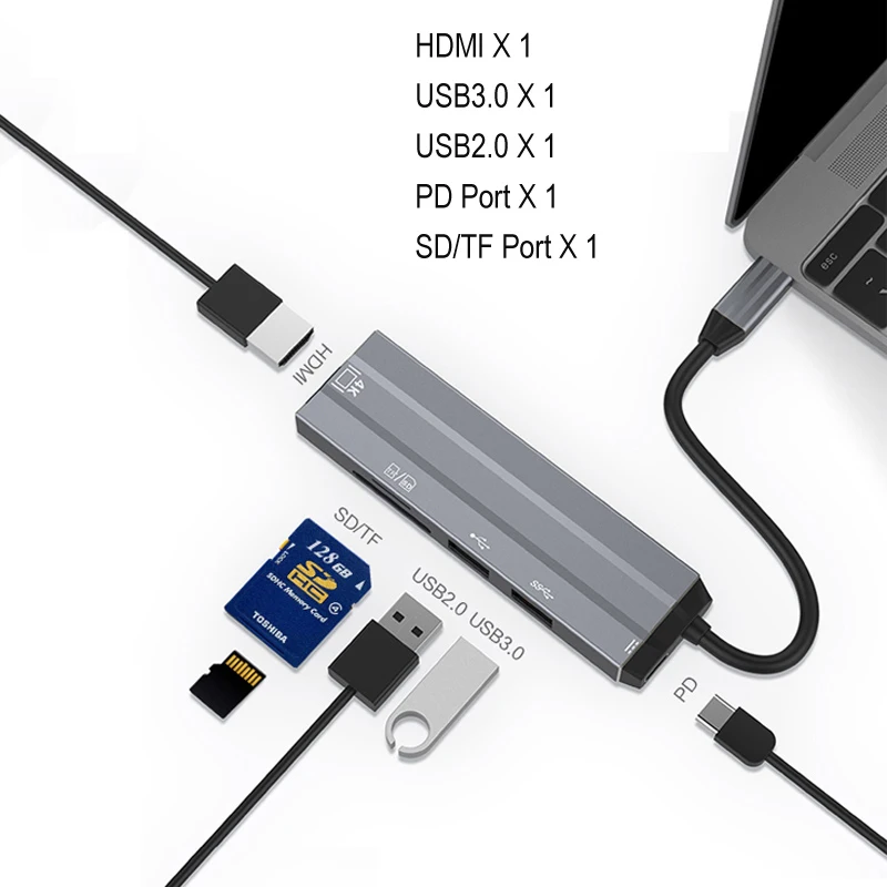 Usb-хаб C концентратор для Мульти USB 3,0 HDMI адаптер док-станция для Mac Book Pro Аксессуары USB-C type C 3,1 сплиттер 3 порта с 8 интерфейсом