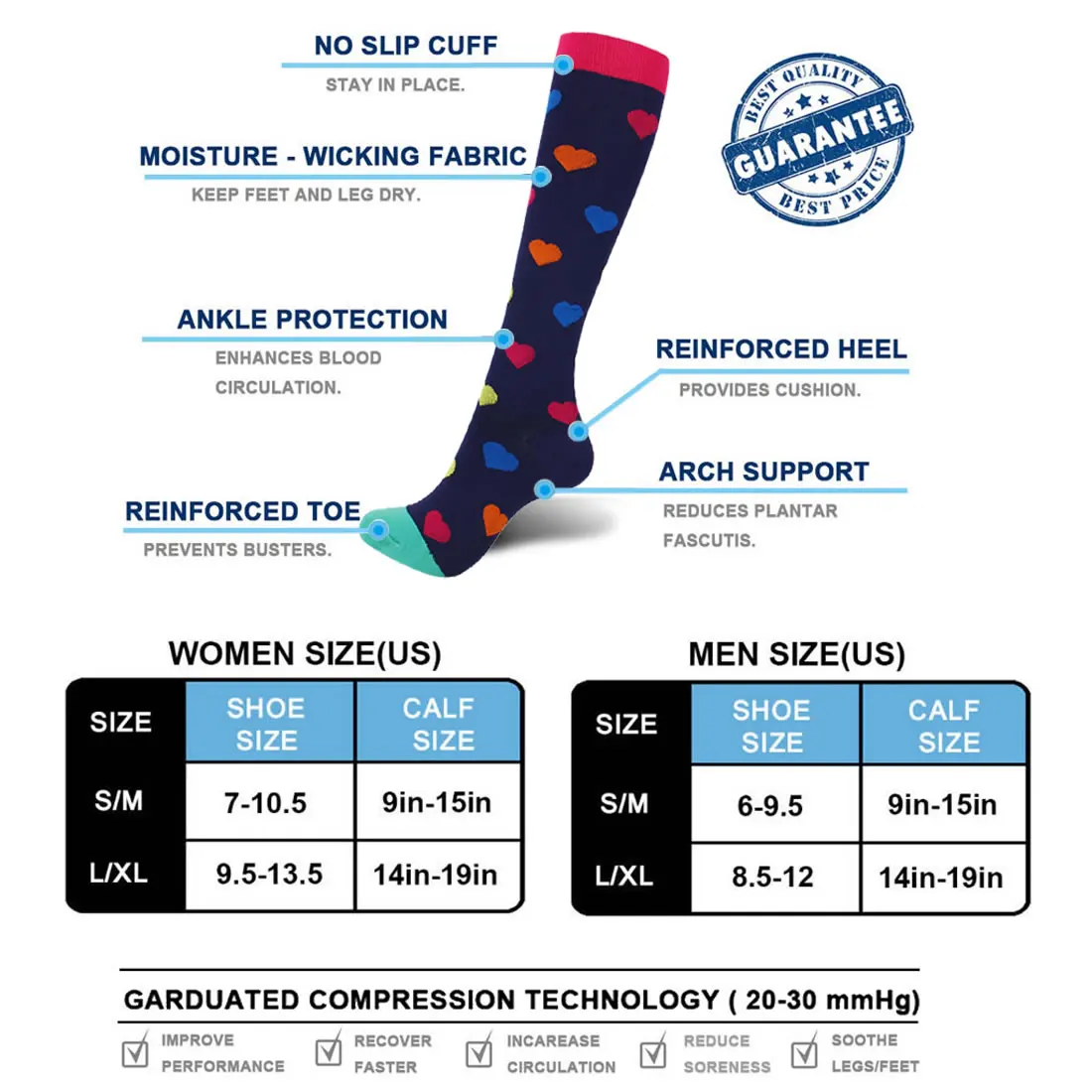 Compression Socks for Men RUNNING 6 Pairs Per Set Outdoor Sport Accessory Footwear Sport Socks