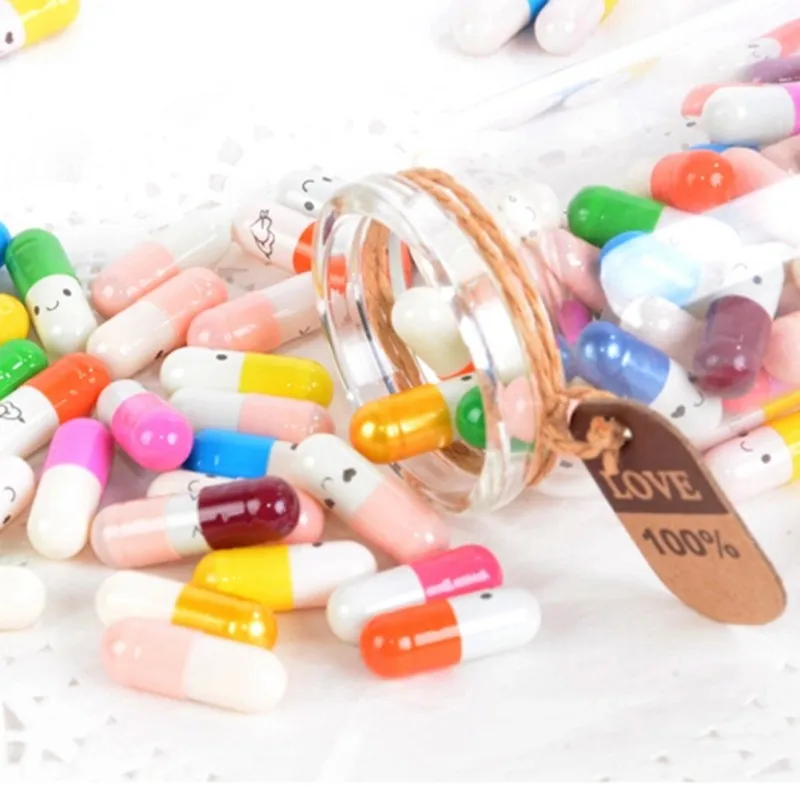 

100pcs/lot Message In Bottle Message Cute Capsule Letter Love Pill Clear Color Mini Wish Bottle Christmas Present Holiday Gift