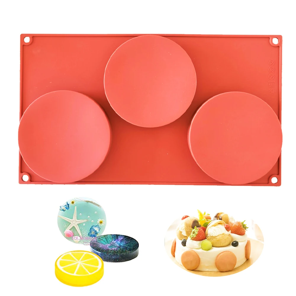 

New 3 Cavity Cylinder Silicone Cake Mold Cookies 3D DIY Handmade Kitchen Reuse Baking Tools Decorating Mousse Making Mould