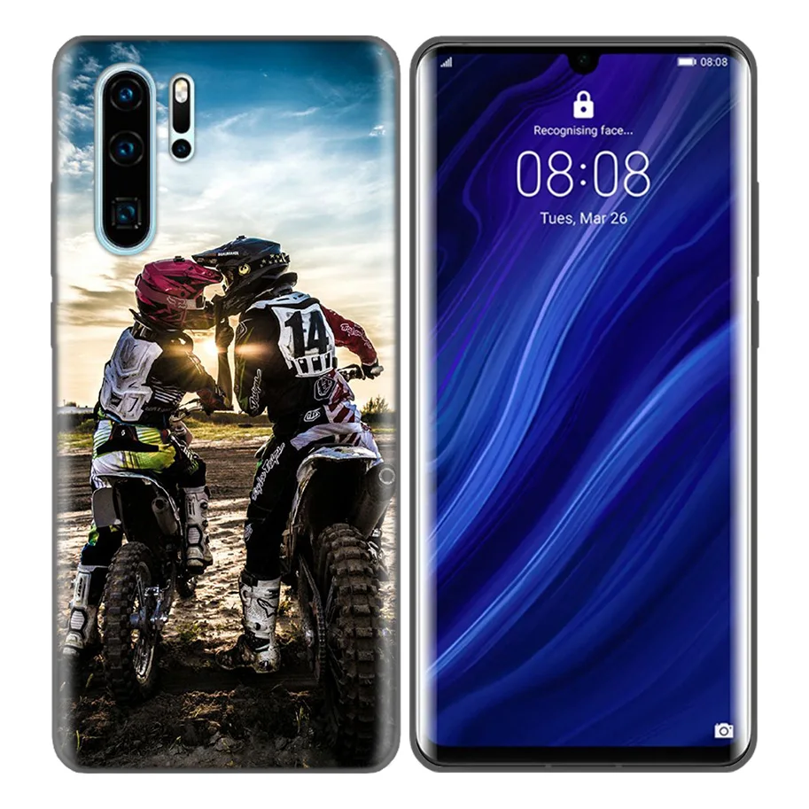 Черный силиконовый чехол для huawei P30 P20 P10 mate 30 20 10 Lite Pro Coque сумки Обложка Capas Back moto внедорожный мотоцикл Спорт