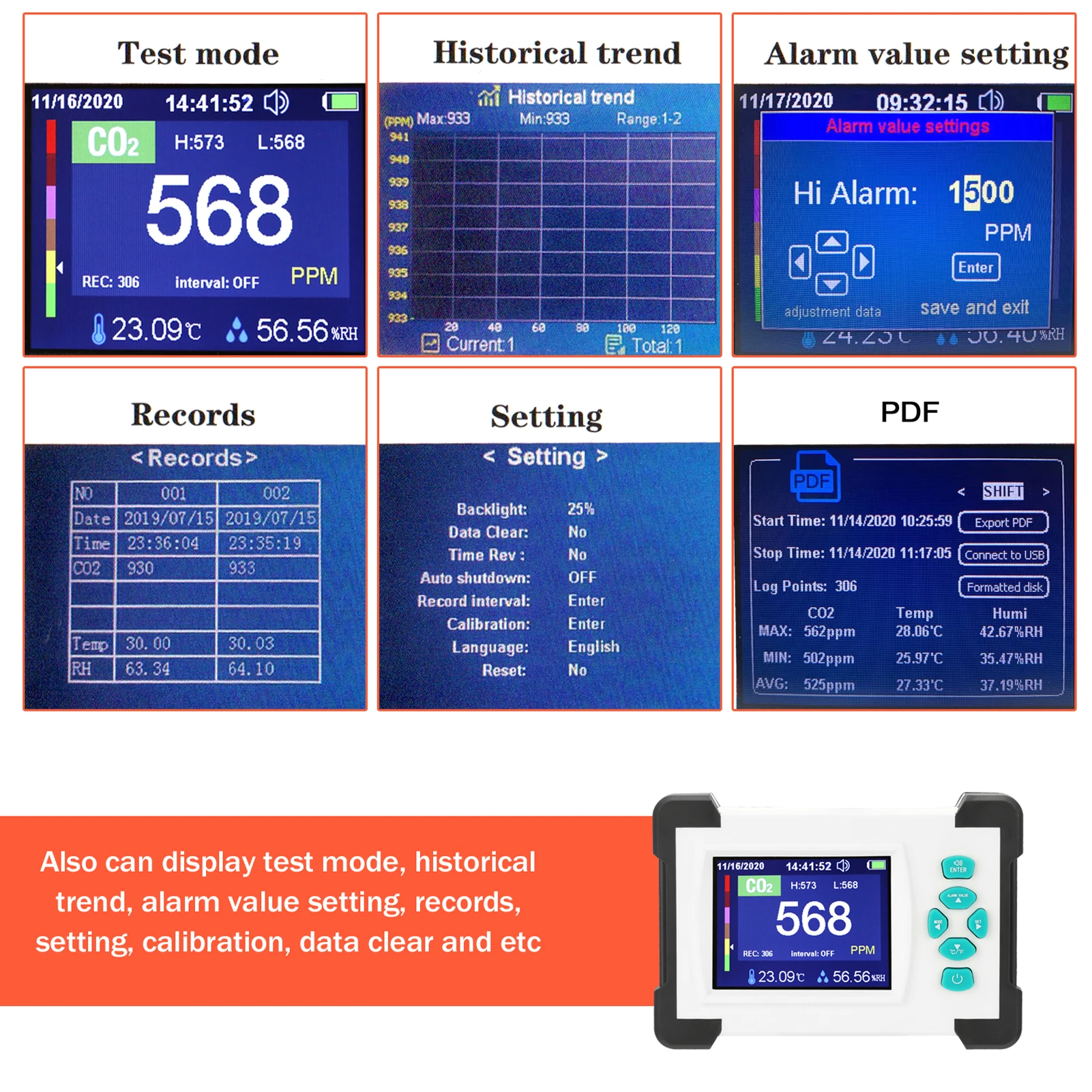 Портативный Измеритель углекислого газа с контейнером для хранения тестер