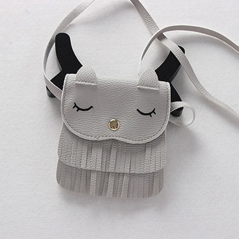 Милая Детская маленькая сумка-мессенджер с кисточками и кошкой для девочек Мини