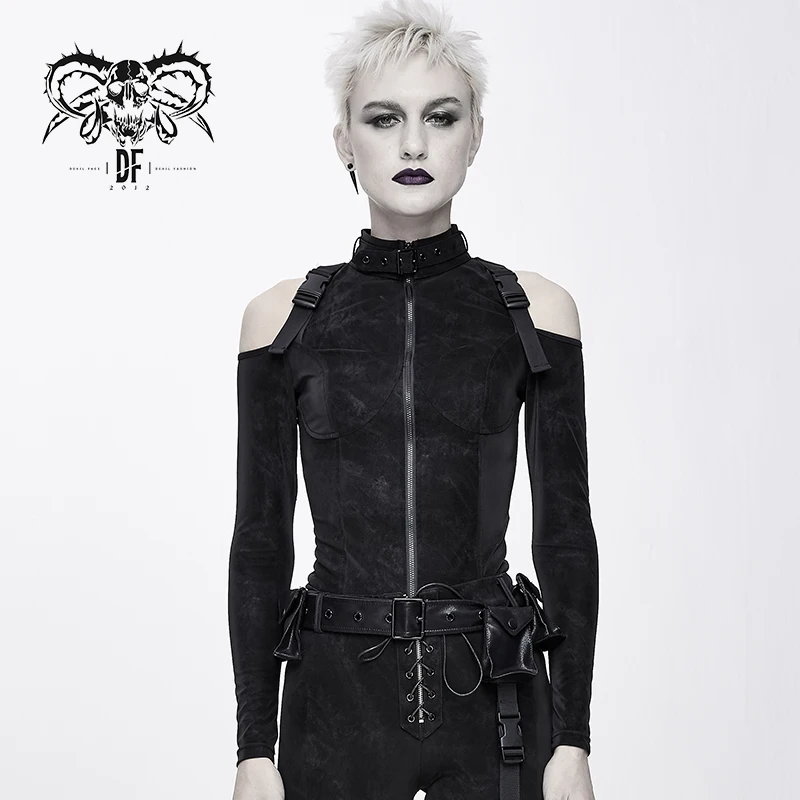 Женские готические Футболки с длинным рукавом Devil облегающий кардиган открытыми