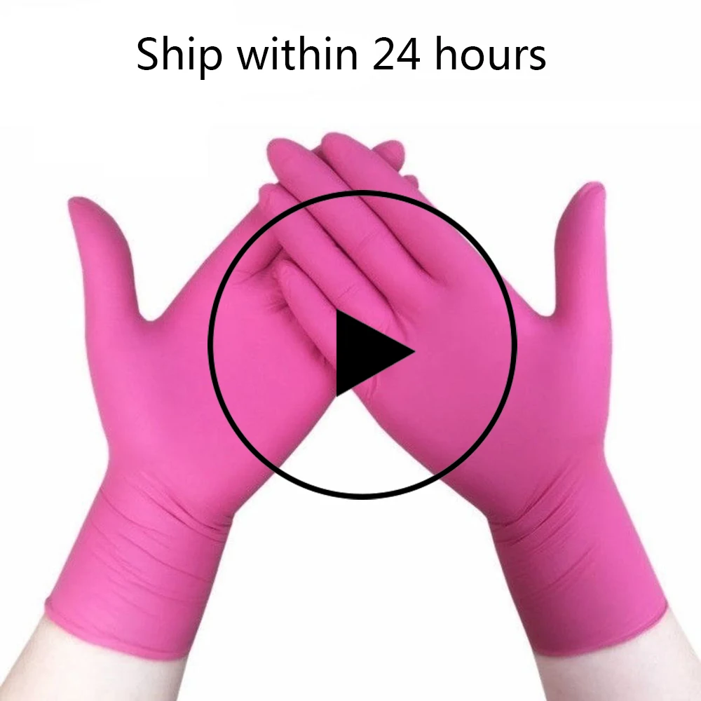 Розовые одноразовые перчатки высокоэластичные латексные для уборки