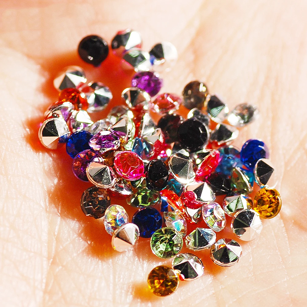 Аксессуары для ногтей 1 5 мм красочный микро Циркон с острым дном Смола Сияющие