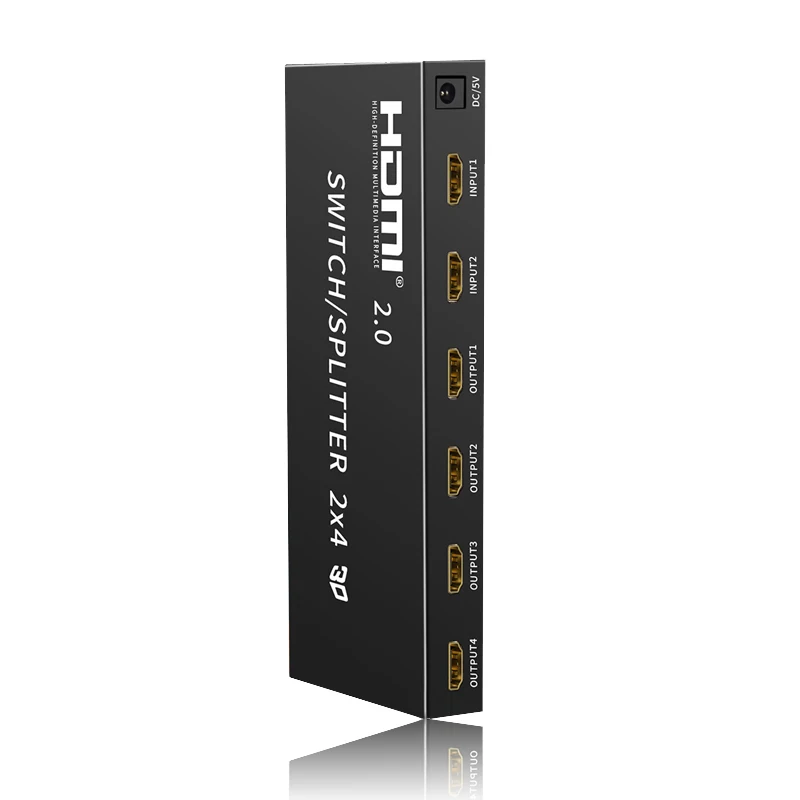 4K HDMI 2 в 4 выхода 2,0 HDMI переключатель сплиттер 2x4 SPDIF 3,5 мм аудио экстрактор конвертер адаптер дистанционное управление 3D 1080p DTS AC3
