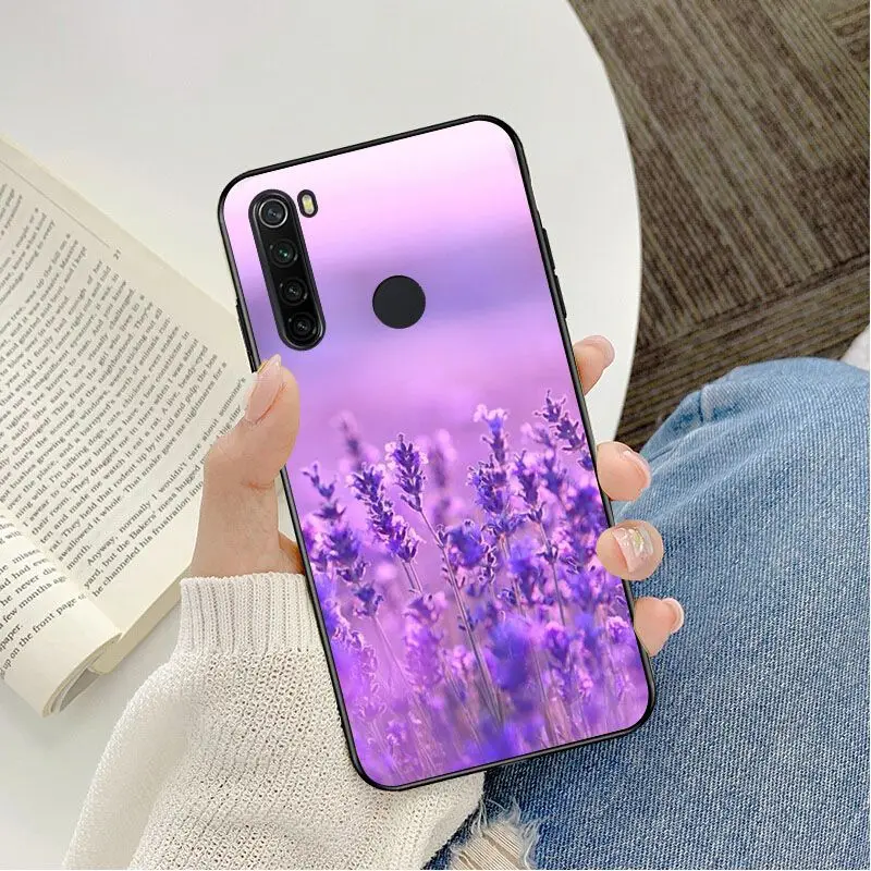 Simple lavender Purple flowers Cover Black Soft Phone Case For Redmi 5 6 5plus 6Pro 6A S2 4X Redmi 7 7A Cover case Mobile Cases