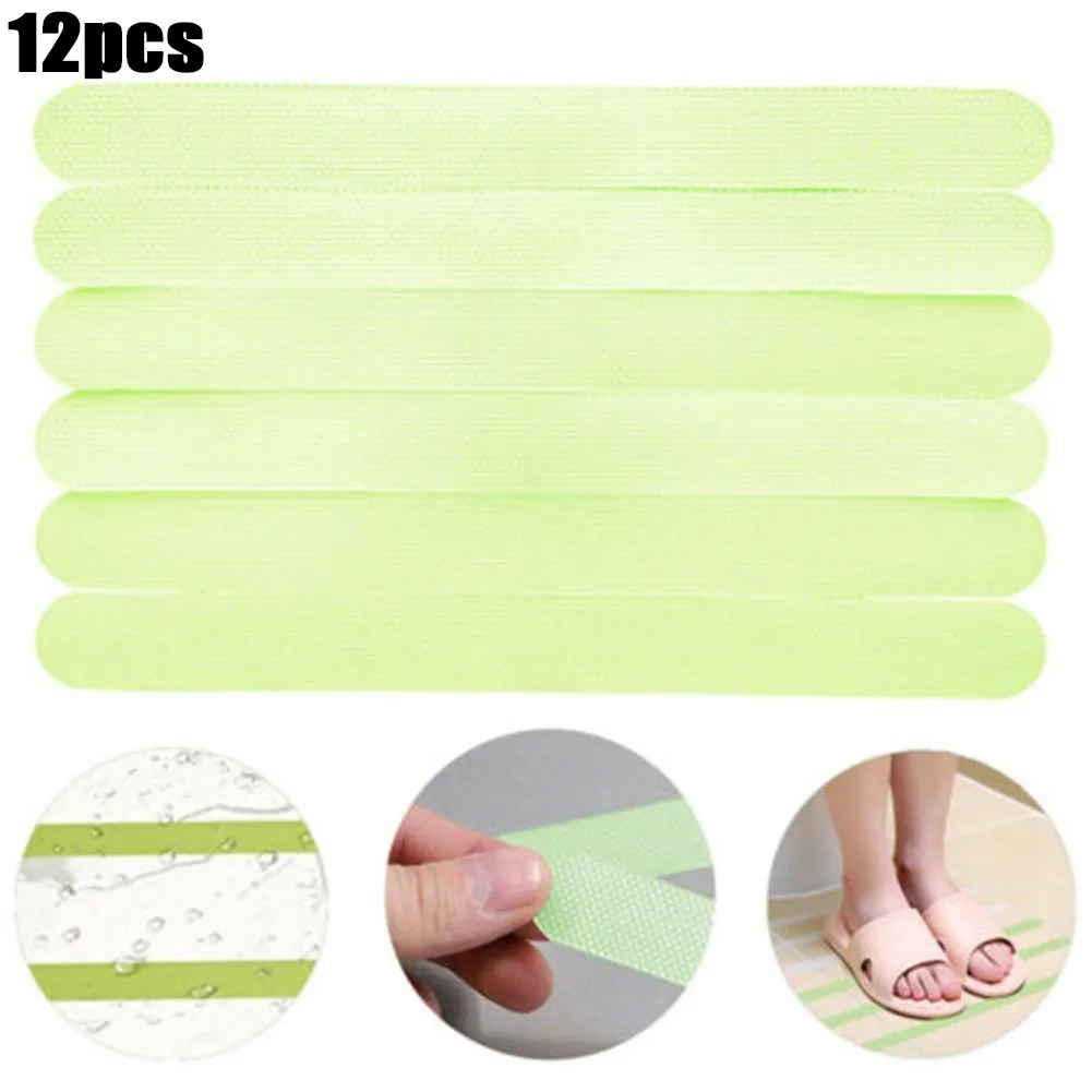 

12Pcs Anti Slip Strips Luminous Transparent Bath Grip Stickers Tapes Non-Slip Shower Strips Pad Stairs Floor Safety Tape