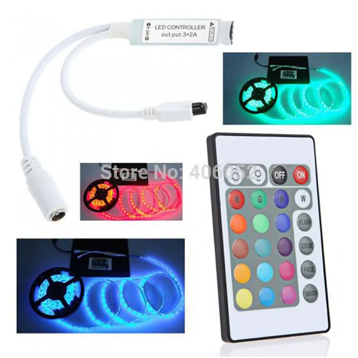 

100pcs/lot 3Channel DC12V 6A 72W 24key RGB Mini Remote LED Controller