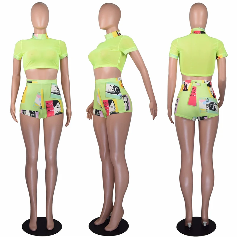 Сосновая груша зеленая с милым принтом персонажа Женский комплект 2 шт. игровой