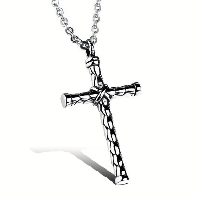 

POTCET Unisex Stainless Steel Cross Titanium Steel Necklace Pendant Geometric Retro Fashion Hip Hop Party Jewelry