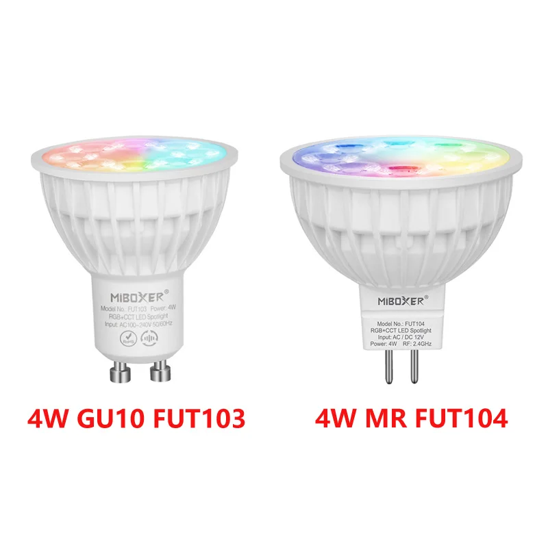 Умная светодиодная лампочка Miboxer RGB + CCT E14 E27 MR16 GU10 4 Вт 5 6 9 12 Wi-Fi Беспроводное