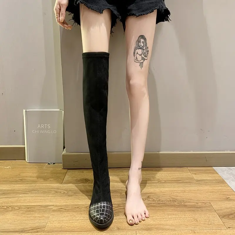 

Autumn Women's Shoes Square Heel 2021 High Heels Sexy Fashion Thigh High Boots Over The Knee Platform Boots Zapatos Para Mujer