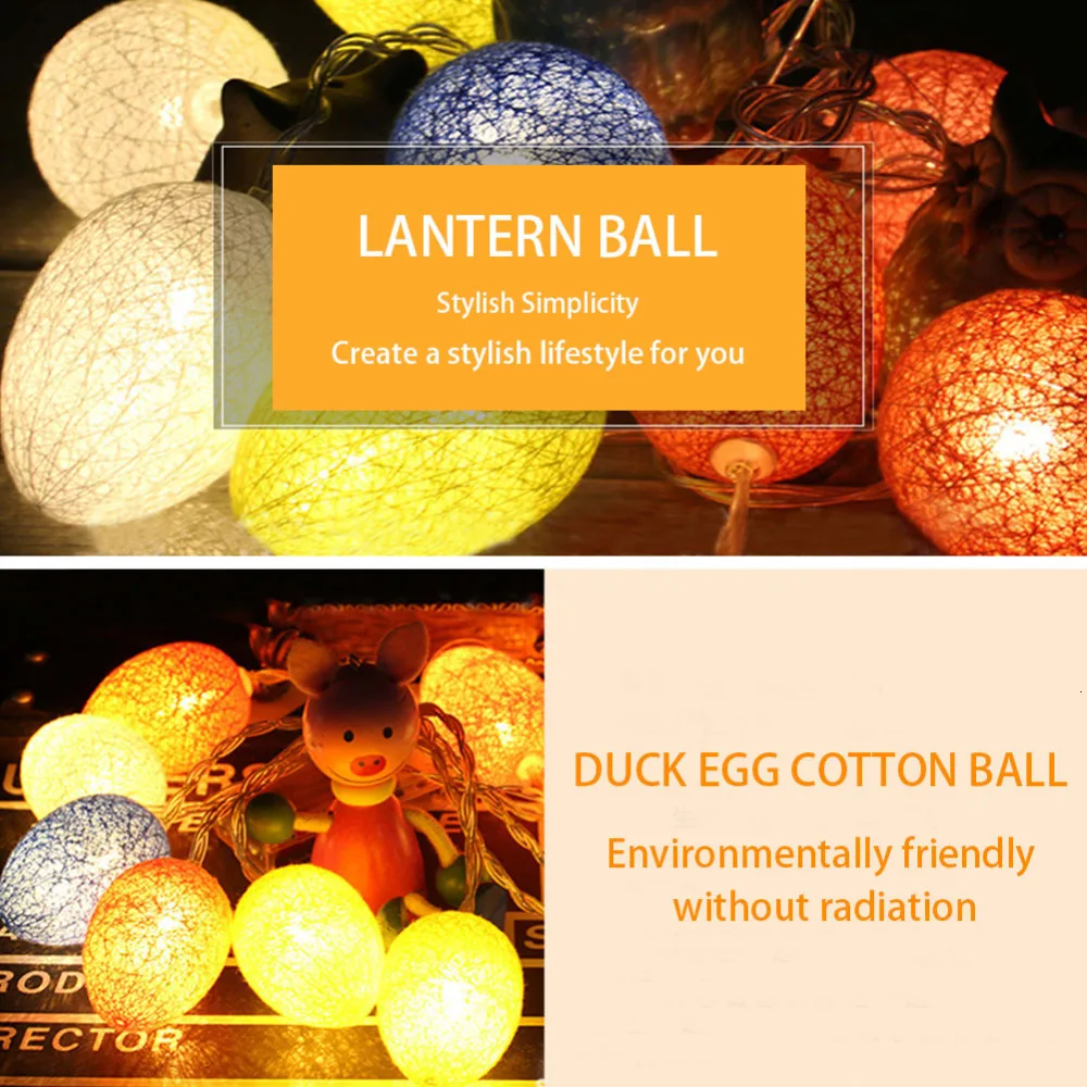 Светодиодный светильник-гирлянда с яйцами из хлопка светильник на батарейках