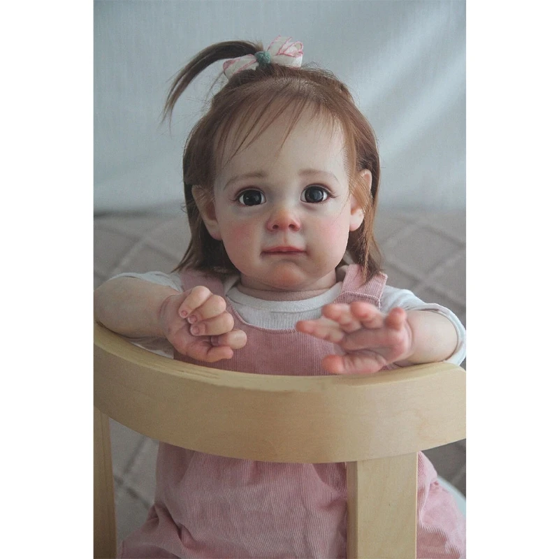 

23in Reborn Cuddle Doll Action Figure Interactive Toy Soft Silicone Simulation Doll Cute Caucasian Doll with Rooted Hair