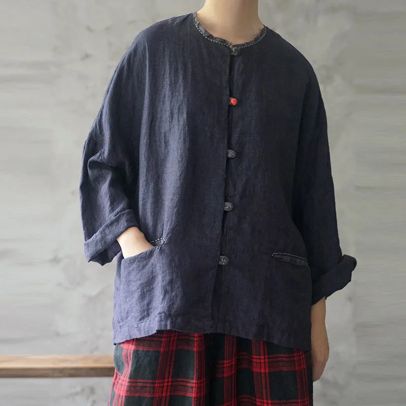 Новый хлопковый льняной кардиган с длинными рукавами и пуговицами Женский Топ 2019