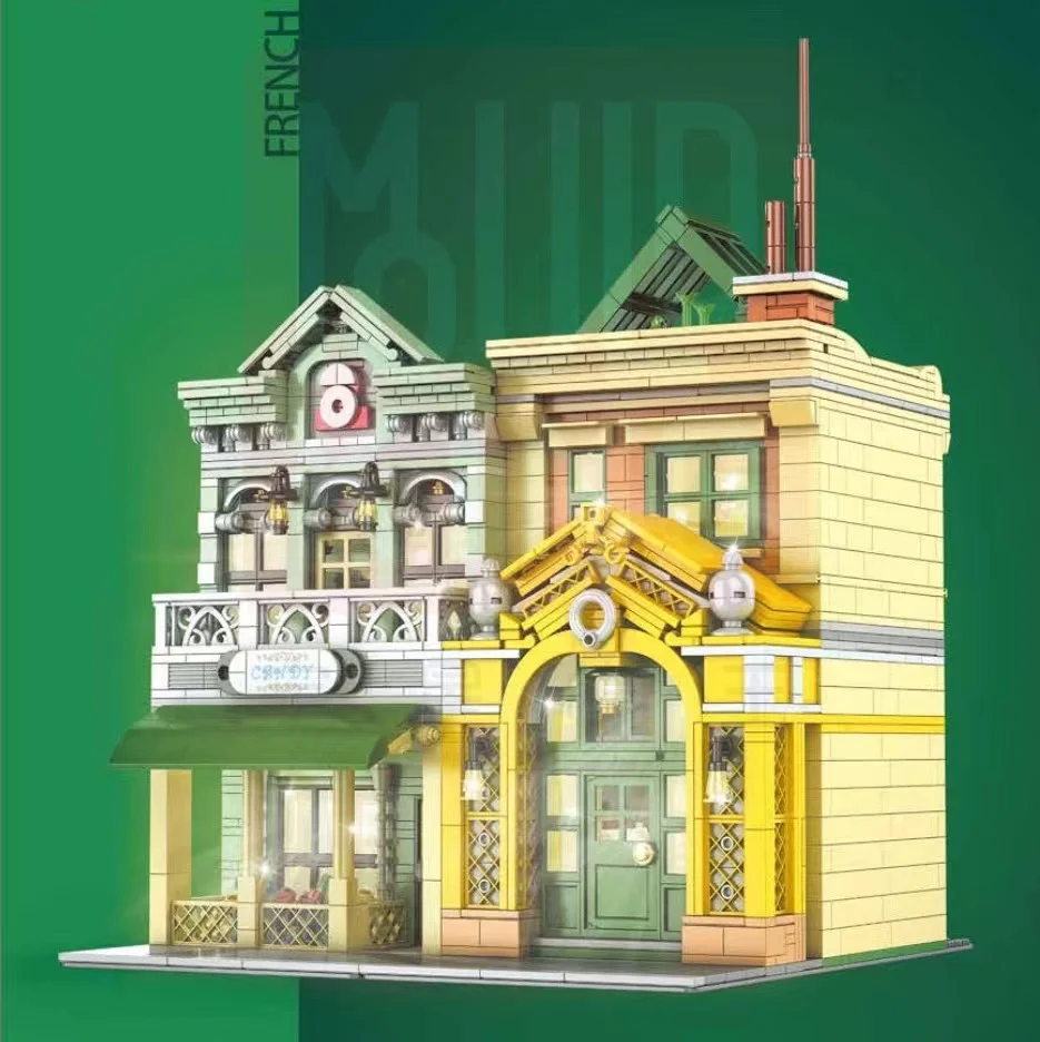 

Ideas Expert City Streetview French Restaurant with Light 16023 Moc Modular Bricks Building Blocks House Model Toy Parisian
