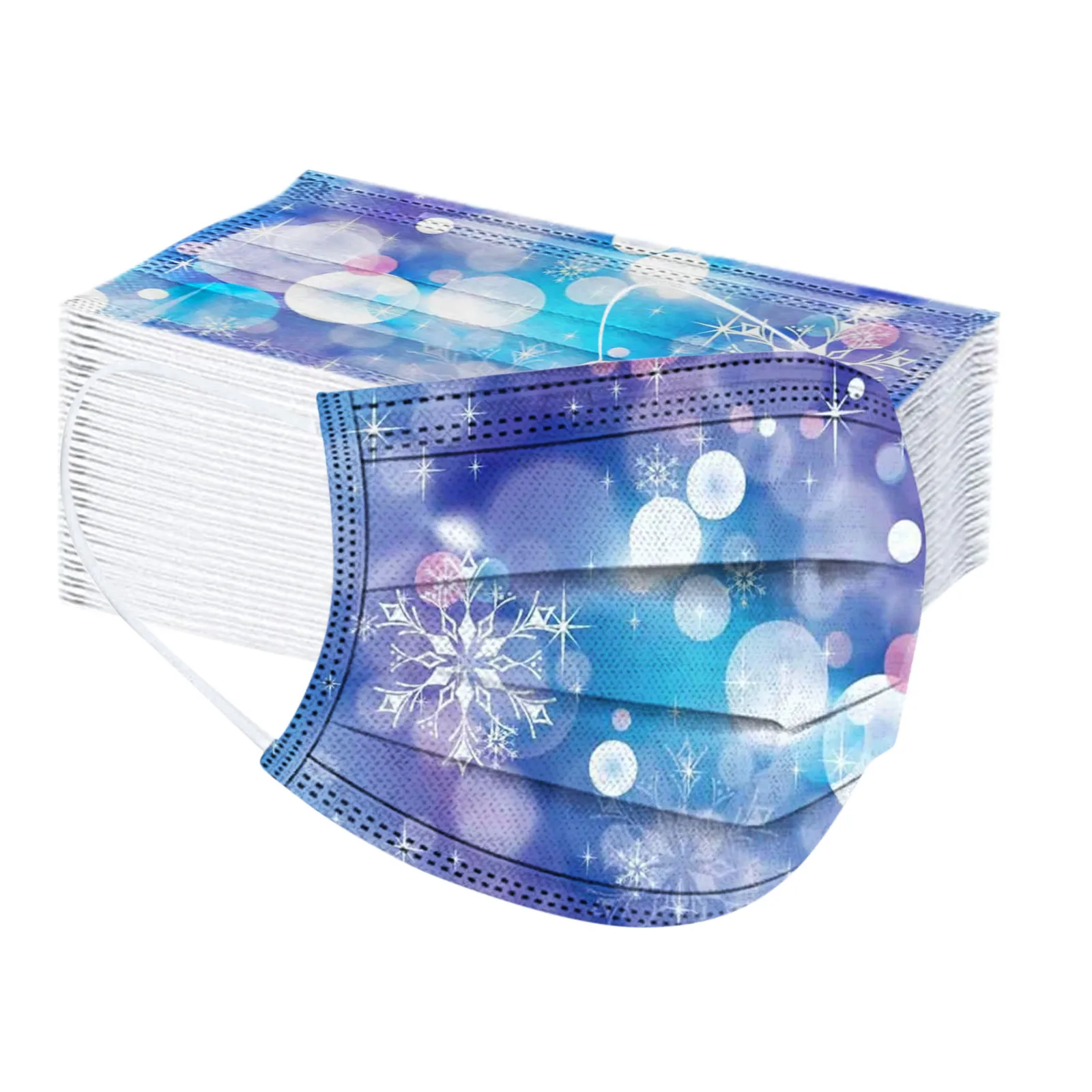 50PCS Unisex Mondkapjes Christmas Snowflake Print Disposable s Adults 3 Layer mascarilla Monder Scarf Halloween Cosplay MasK - купить по