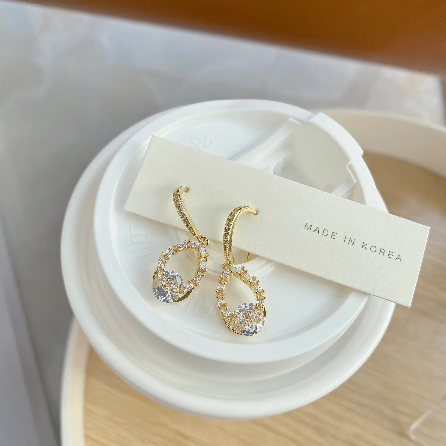 

New Design 14K Gold Plated Plated Waterdrop Stud Earrings For Women Luxury Jewelry Zircon Earrings