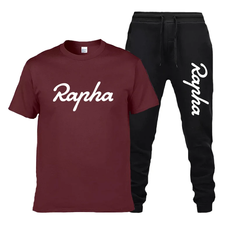 

Men's Cotton T-shirt Set Letter Printed T-shirt Sports T-shirt Casual Pants 2-Piece Set