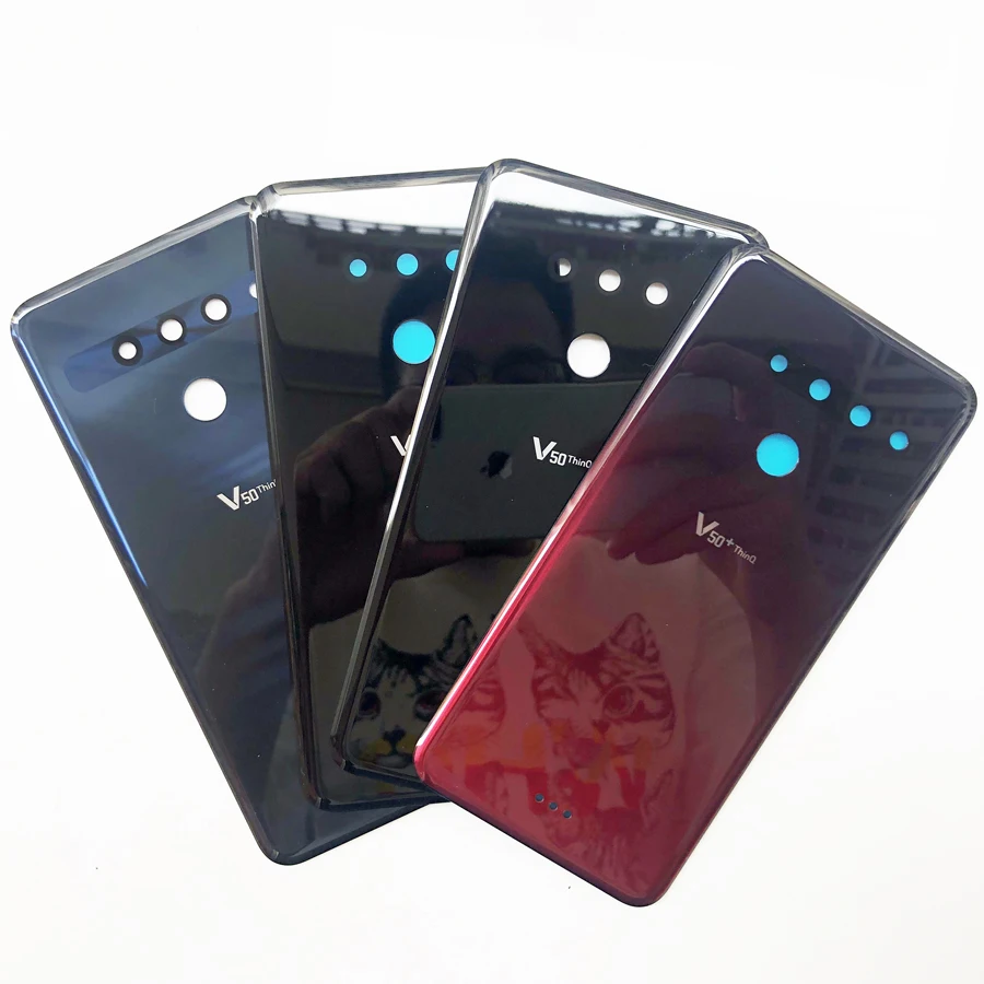 100% оригинальная Стеклянная Крышка батарейного отсека для LG V50 ThinQ 5G + V500 V450 Задняя