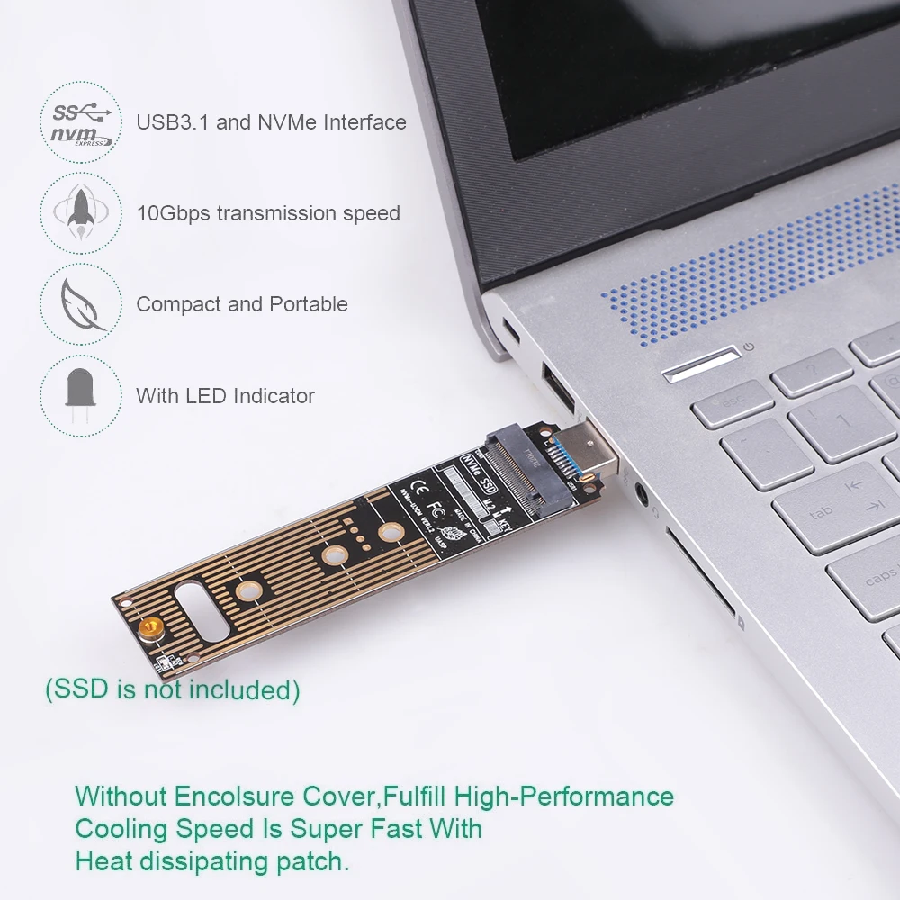 Адаптер M.2 NVME USB 3 1 с прямым подключением коробка для жесткого диска JMS583 адаптер