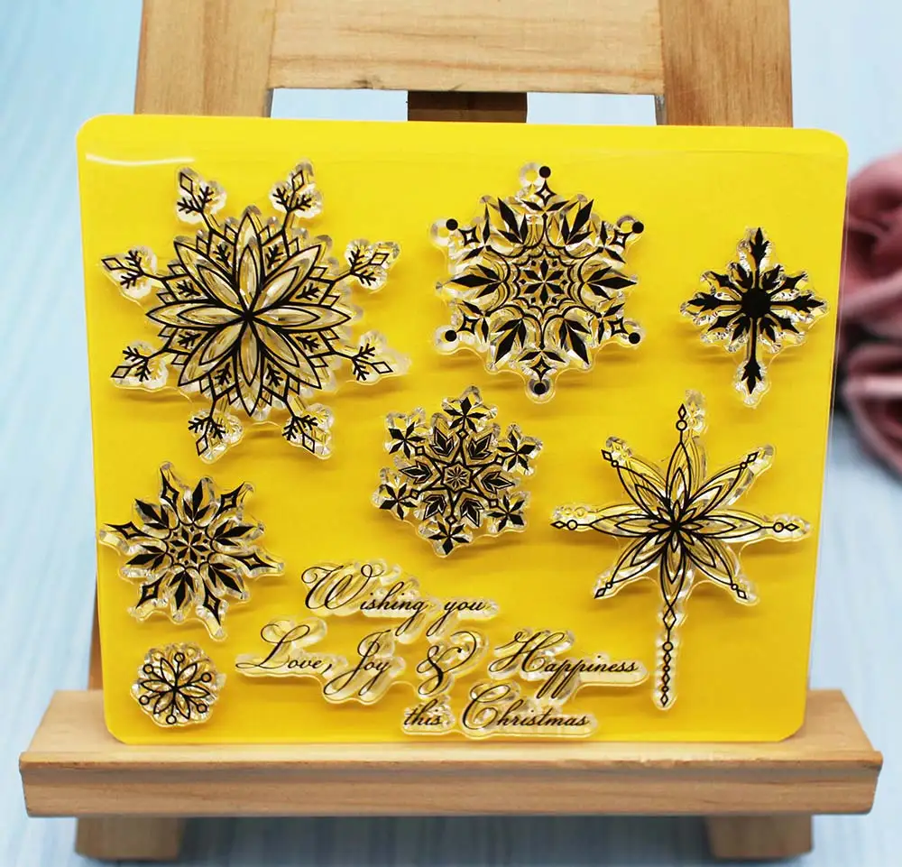 snowflake Стрекоза/Санта/кофе/кошка и собака прозрачные штампы для скрапбукинга DIY печать фотоальбом Декор тиснение шаблон листы - Цвет: snowflake