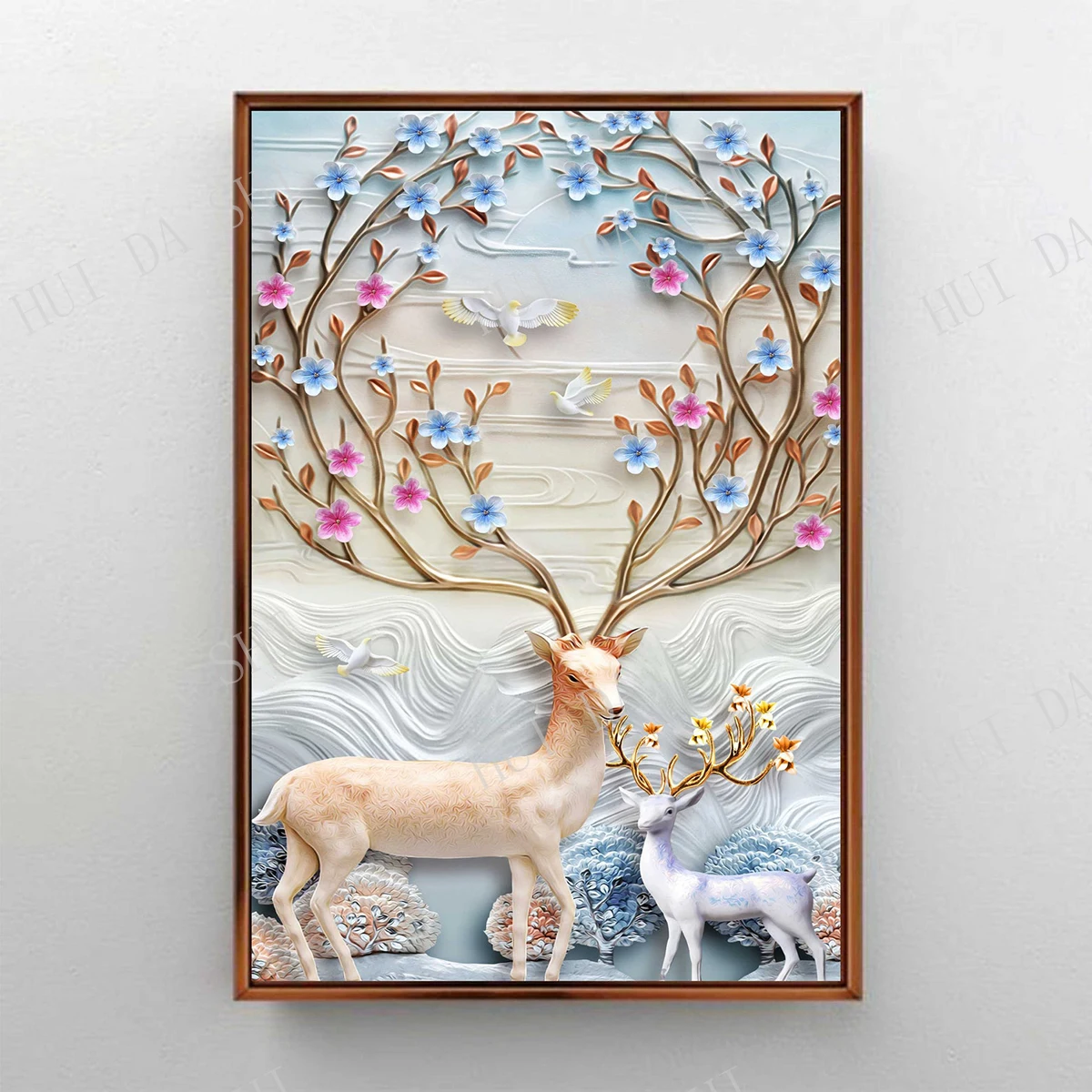 Цифровая Художественная печать на холсте с оленем современное настенное