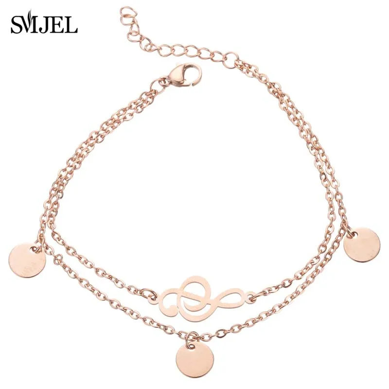 257 Rose bracelet SMJEL мини серьги с музыкальной символикой из нержавеющей стали, милые маленькие серьги-гвоздики для женщин, очаровательные серьги с музыкальной нотой, ювелирное изделие, подарок, Brincos Mujer - Окраска металла: 257 Rose bracelet