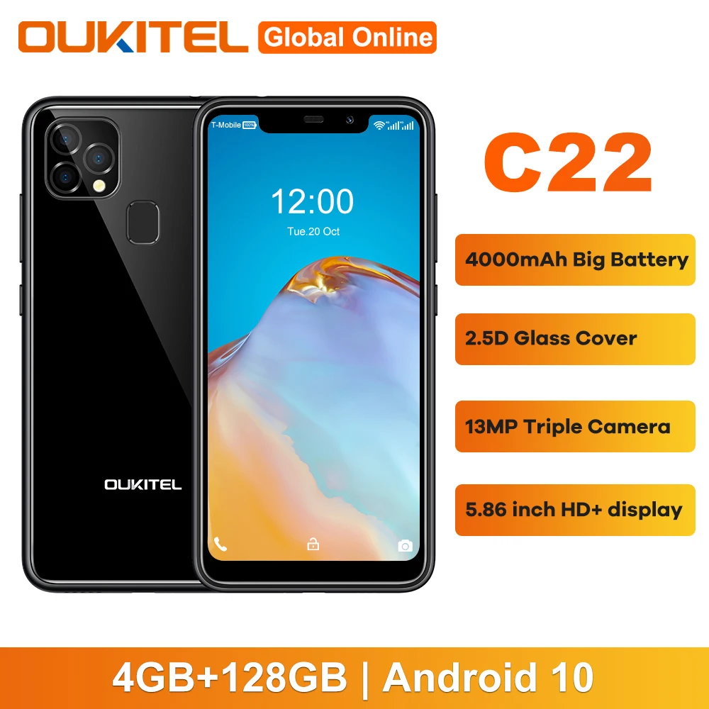 OUKITEL C22 Global Version Smartphone Android 10 4GB+128GB 4000mAh Quad Core 5.86 Inch 13MP Micro Usb Mobile Phone
OUKITEL C22 Global Version Smartphone Android 10 4GB+128GB 4000mAh Quad Core 5.86 Inch 13MP Micro Usb Mobile Phone