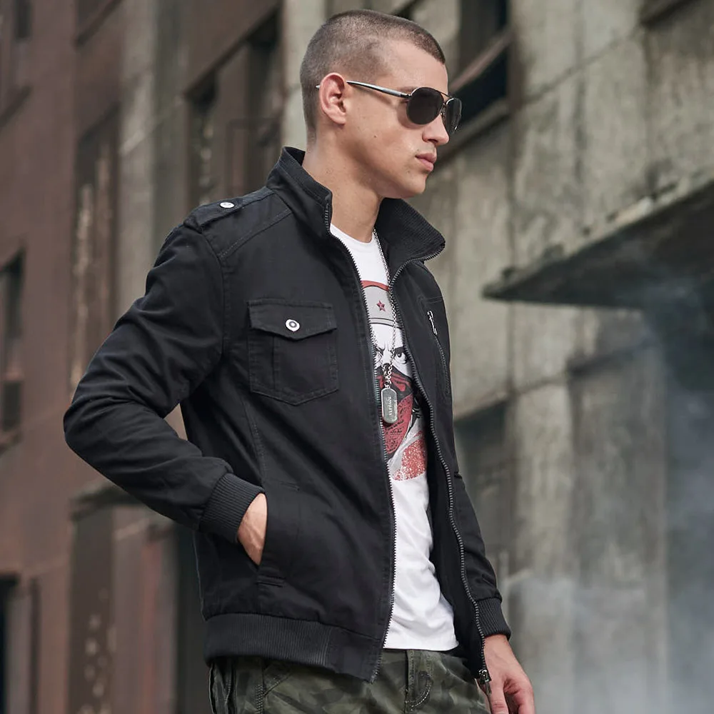 Мужская зимняя тактическая армейская куртка бомбер из 100% хлопка с воротником