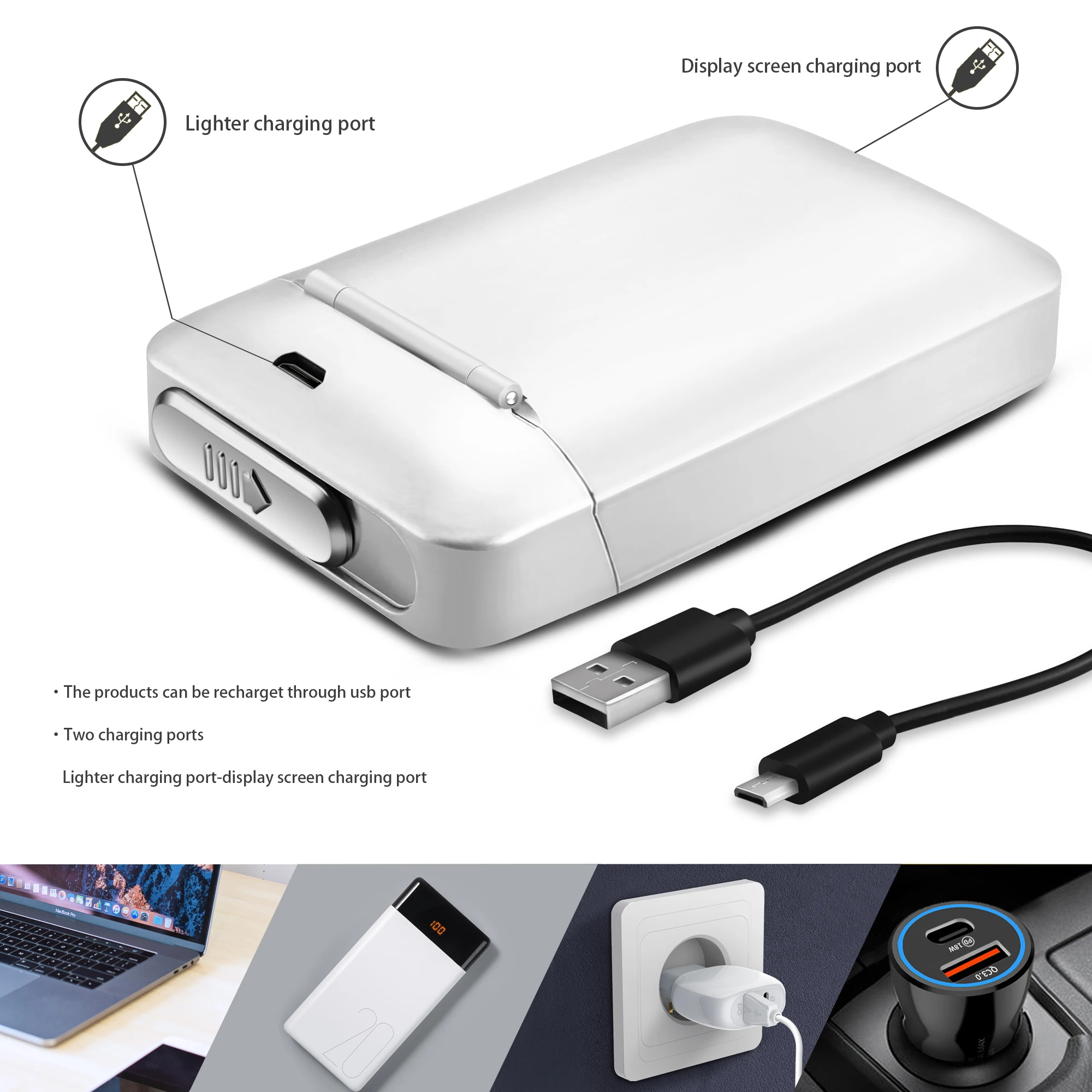 Чехол для сигарет с перезаряжаемой спиралью из металлической смолы