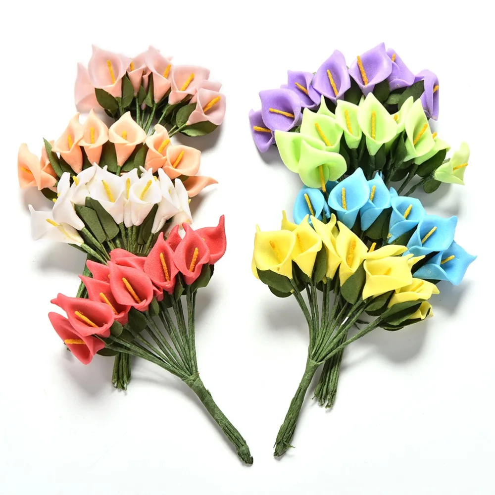

DIY 12pcs Artificial PE Foam Mini Lily Flower Bouquet Wedding Decor Scrapbooking