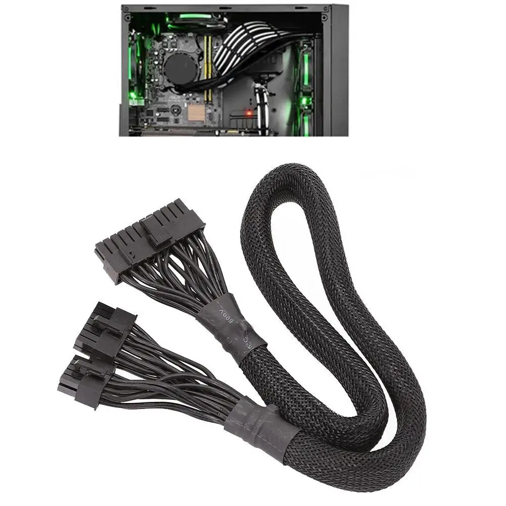 

14pin 10Pin To 24 Pin ATX Power Supply Cable 20 4 Pin PSU Motherboard Sleeve For Corsair AX1500i AX1200i AX860i AX760i