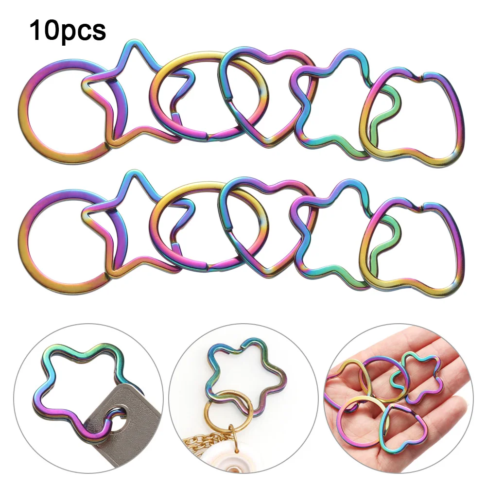 

Heart Star Apple Metal Outdoor Tools Rainbow Split Ring Keychains Keyring Keyfob Accessories Key Chain Rings