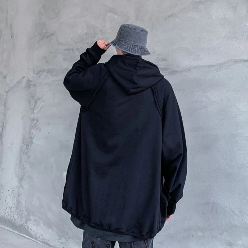 

4 Colors Big Pockets Oversize Solid Hoodies Mens Streetwear Loose Casual Sweatshirt Harajuku Hip Hop Couple Hoody