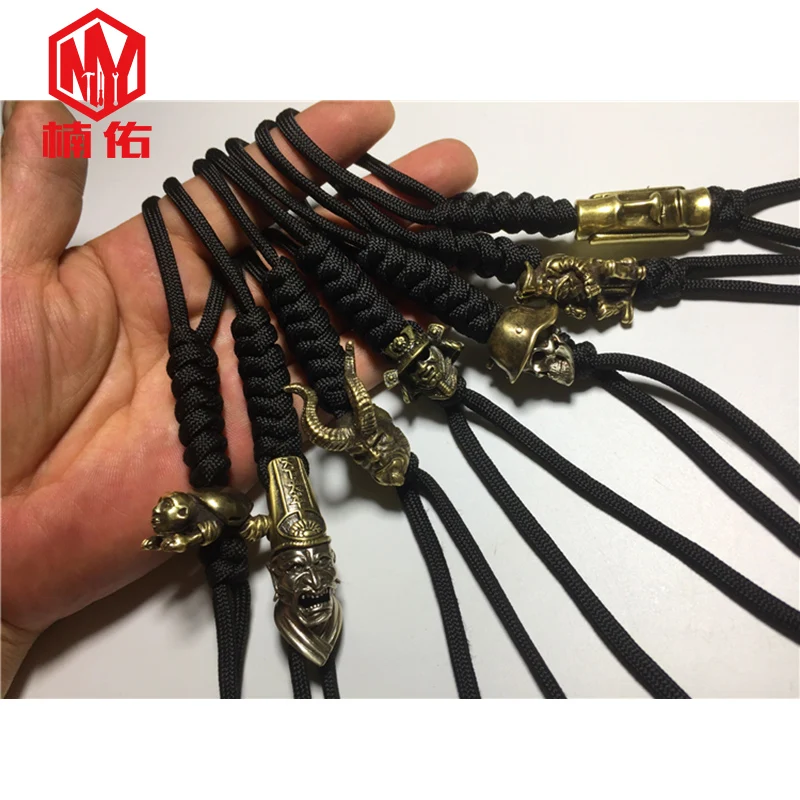 

1PC EDC Paracord Beads Retro Brass Copper Oxide Hand-woven Umbrella Rope Cord Lanyard Pendants Knife Beads Knife Accessories