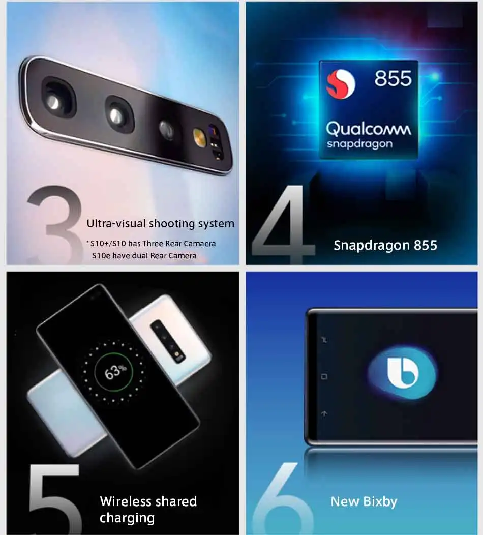 Verizon версия samsung Galaxy S10 G973U 8 ГБ 128 Гб мобильный телефон Snapdragon 855 6," 4 камеры Android 9 4G LTE телефон