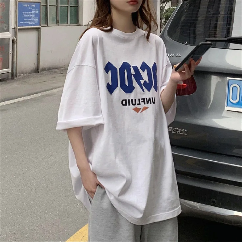 

American Style Japanese-Style Retro Short Sleeve T-shirt Women's 2021 Loose Korean Style Ins Harajuku Style European and