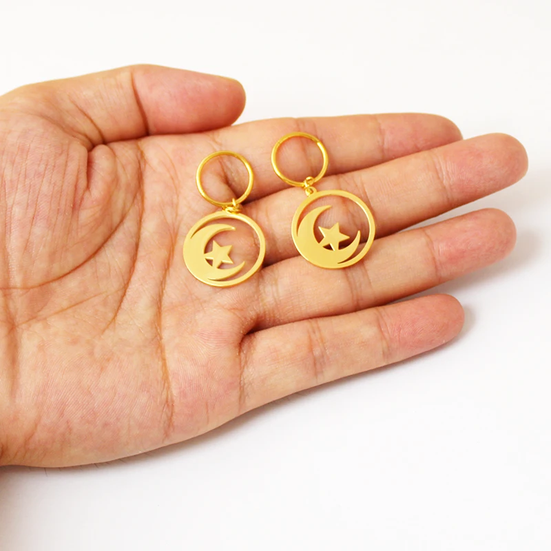 Neuseeland Kiribati Ohrringe für Frauen Mädchen Gold Farbe Edelstahl Mond Und Stern Schmuck Geschenk