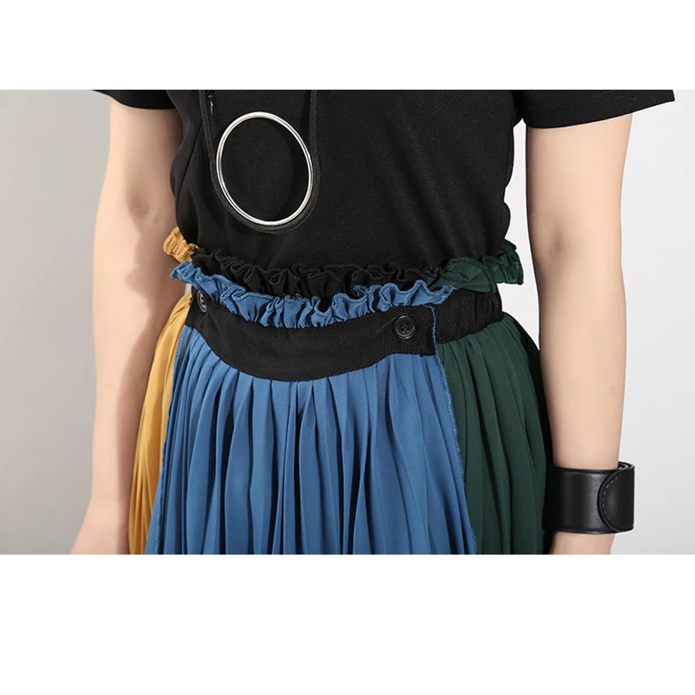 

SISHION 2021 New Korean Style Patchwork Chiffon Summer Skirts SP1346 High Waist Female Fashion Irregular Long Skirts Y2K