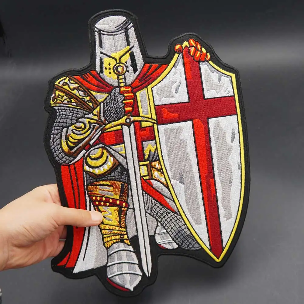 Большой Байкерский значок Crusader Knight Templar с вышивкой тканевый кожаный пиджак