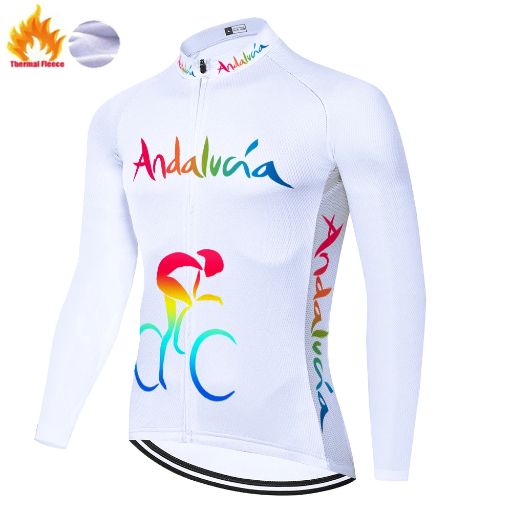 2020 команда Испании Андалусия Велоспорт Джерси с длинным рукавом Зимняя Термальная флисовая одежда мужские